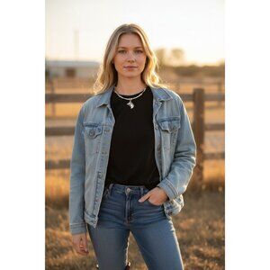 Silver Horse Head Pendant Necklace Western Equestrian Beaded Rustic Jewelry